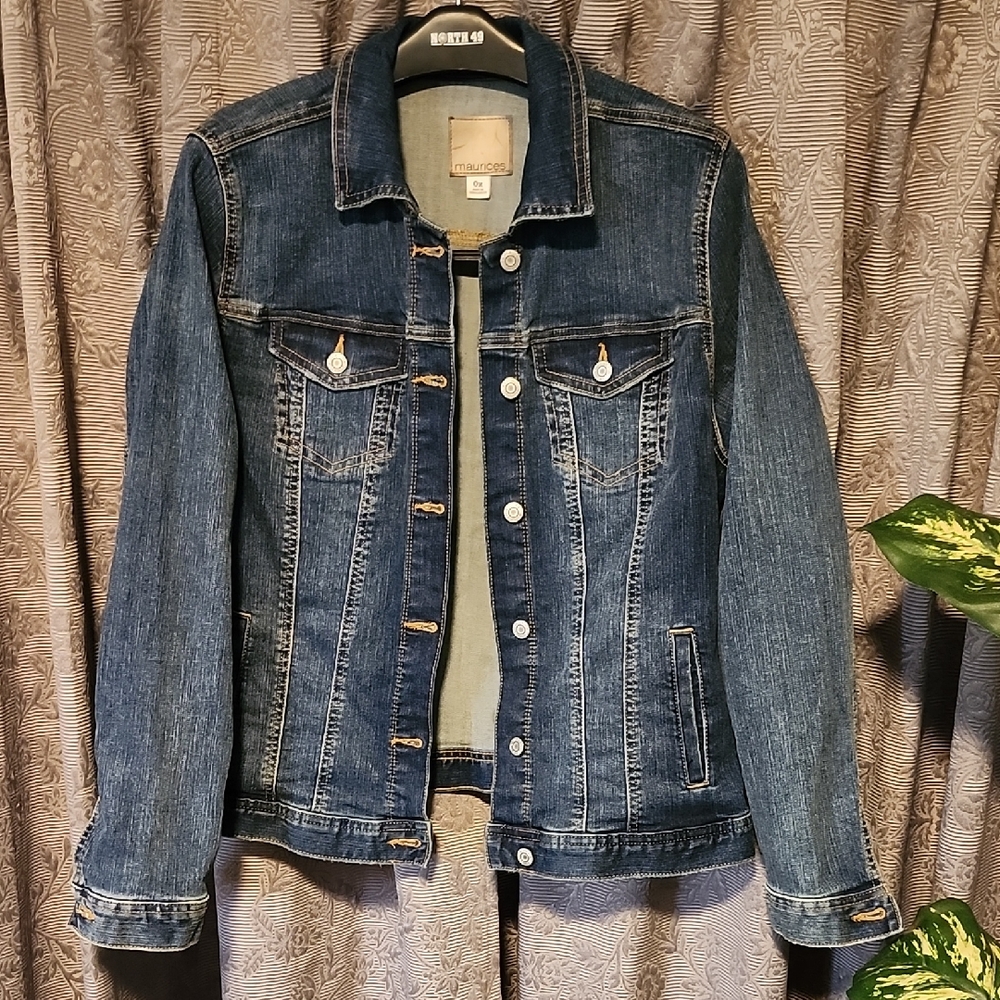 Maurices Blue Denim Jacket with Brown Patch